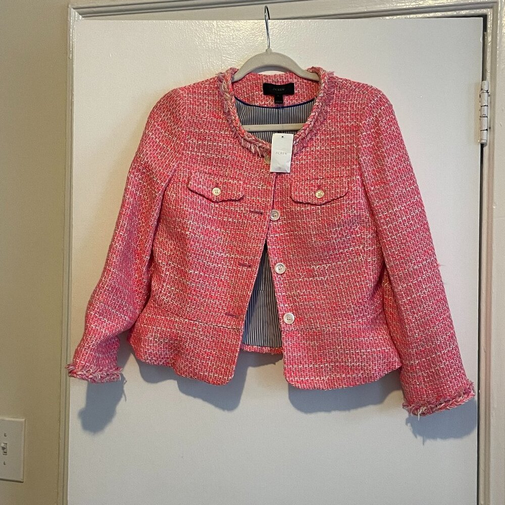 J. Crew Peplum Lady Tweed Pink Blazer – NEW WITH TAGS – Size 2